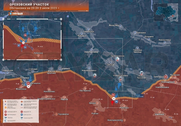 Ореховское направление Украины — обстановка на 3.07.2023 — битва за Орехов